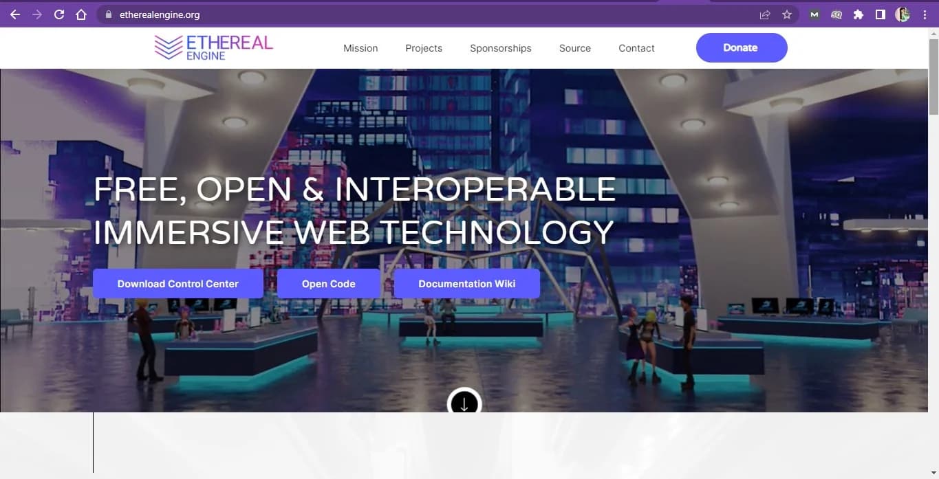 Archived XR Foundation website introducing open immersive web technology.