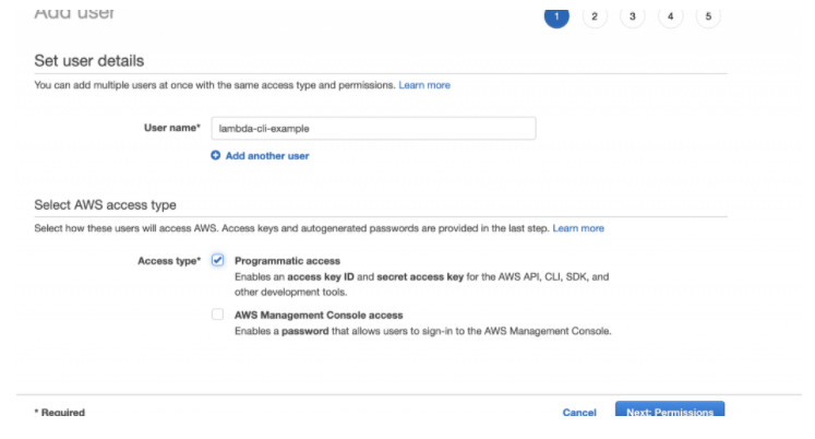 AWS console Panel